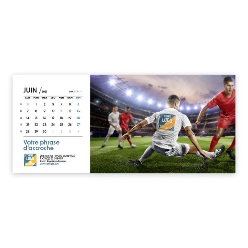 Calendrier chevalet horizontal (23x10 cm) personnalisé - Logo intégré Performance