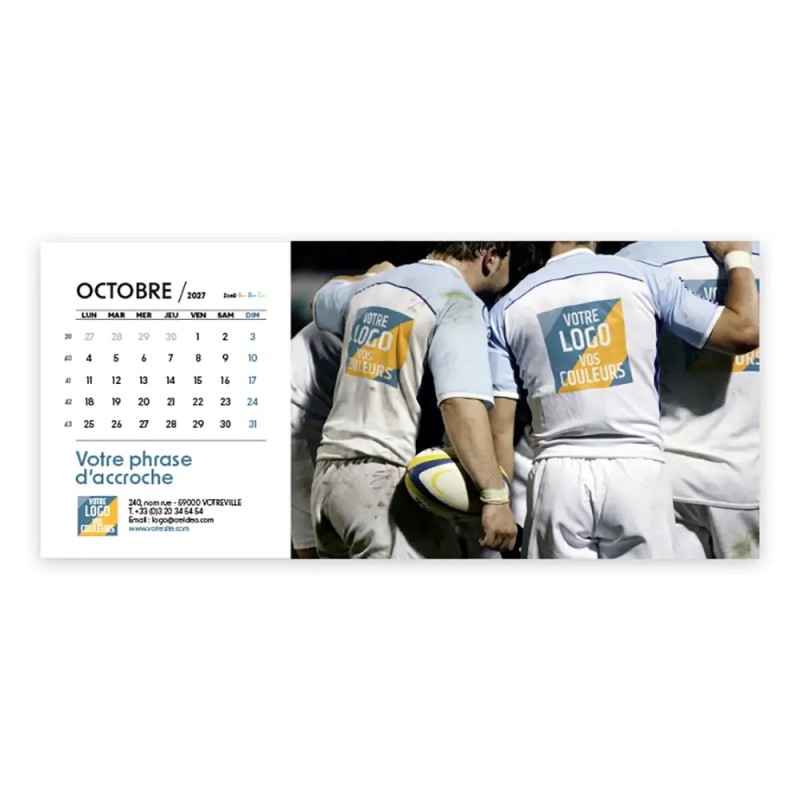 Calendrier chevalet horizontal (23x10 cm) personnalisé - Logo intégré Performance
