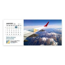 Calendrier chevalet horizontal (23x10 cm) personnalisé - Logo intégré Voyage