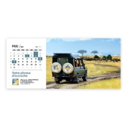 Calendrier chevalet horizontal (23x10 cm) personnalisé - Logo intégré Voyage