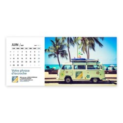 Calendrier chevalet horizontal (23x10 cm) personnalisé - Logo intégré Voyage