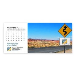 Calendrier chevalet horizontal (23x10 cm) personnalisé - Logo intégré Voyage