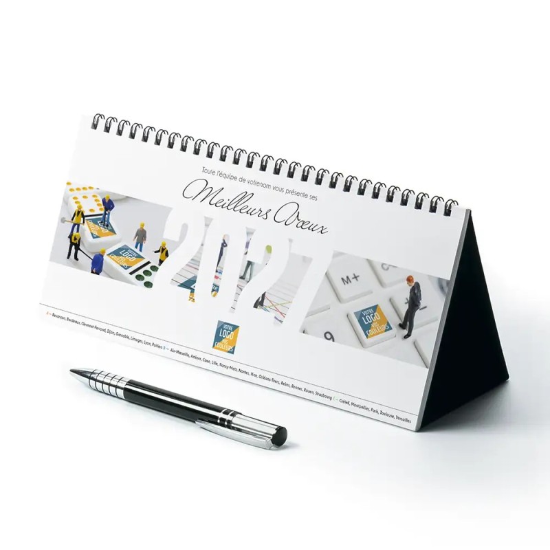 Calendrier chevalet horizontal (23x10 cm) personnalisé - Logo intégré Miniature