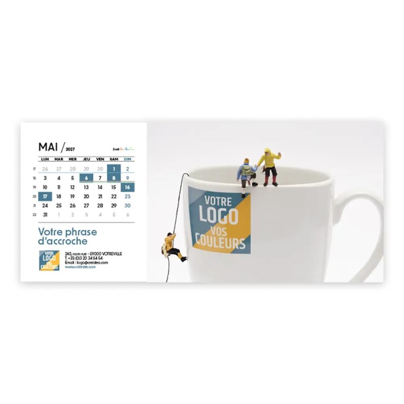 Calendrier chevalet horizontal (23x10 cm) personnalisé - Logo intégré Miniature