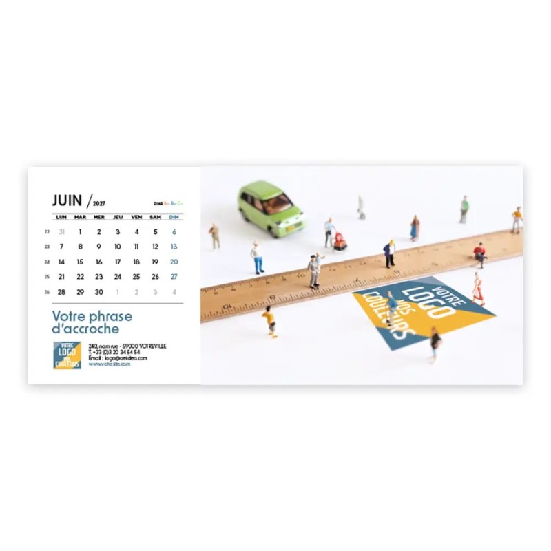 Calendrier chevalet horizontal (23x10 cm) personnalisé - Logo intégré Miniature