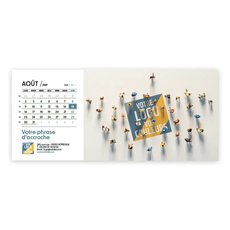 Calendrier chevalet horizontal (23x10 cm) personnalisé - Logo intégré Miniature