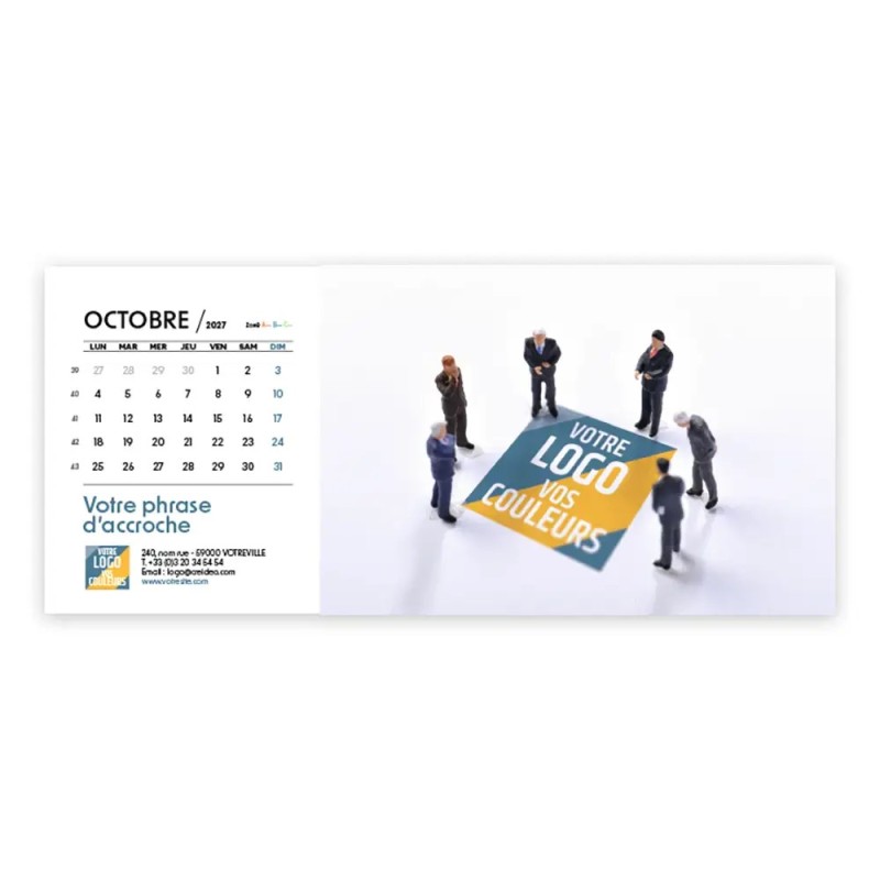 Calendrier chevalet horizontal (23x10 cm) personnalisé - Logo intégré Miniature