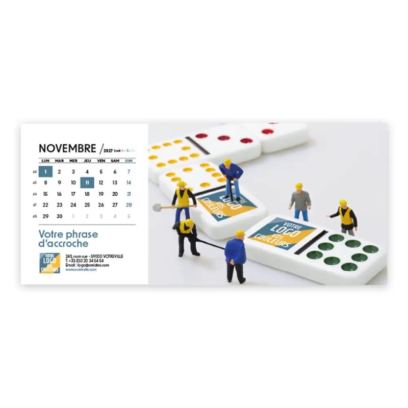 Calendrier chevalet horizontal (23x10 cm) personnalisé - Logo intégré Miniature