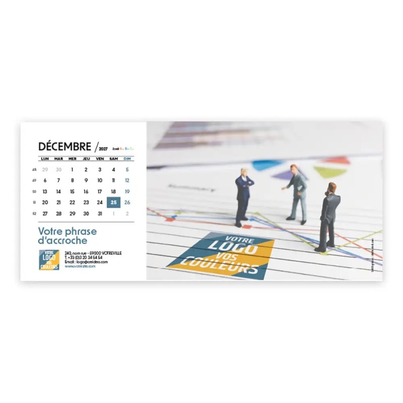 Calendrier chevalet horizontal (23x10 cm) personnalisé - Logo intégré Miniature