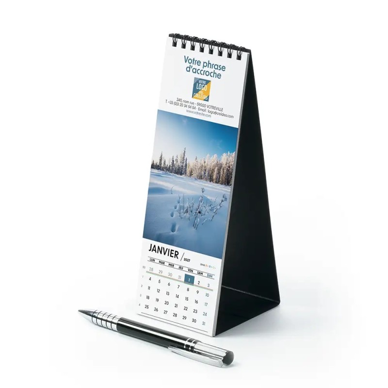 Calendrier chevalet vertical (21x7,5 cm) personnalisé - Nature