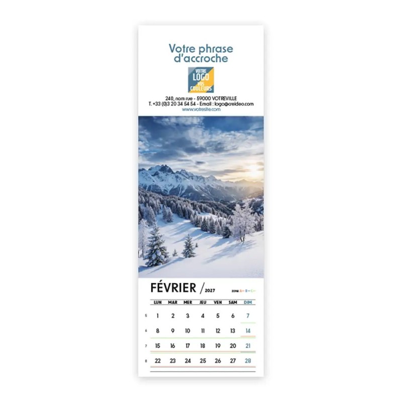 Calendrier chevalet vertical (21x7,5 cm) personnalisé - Nature