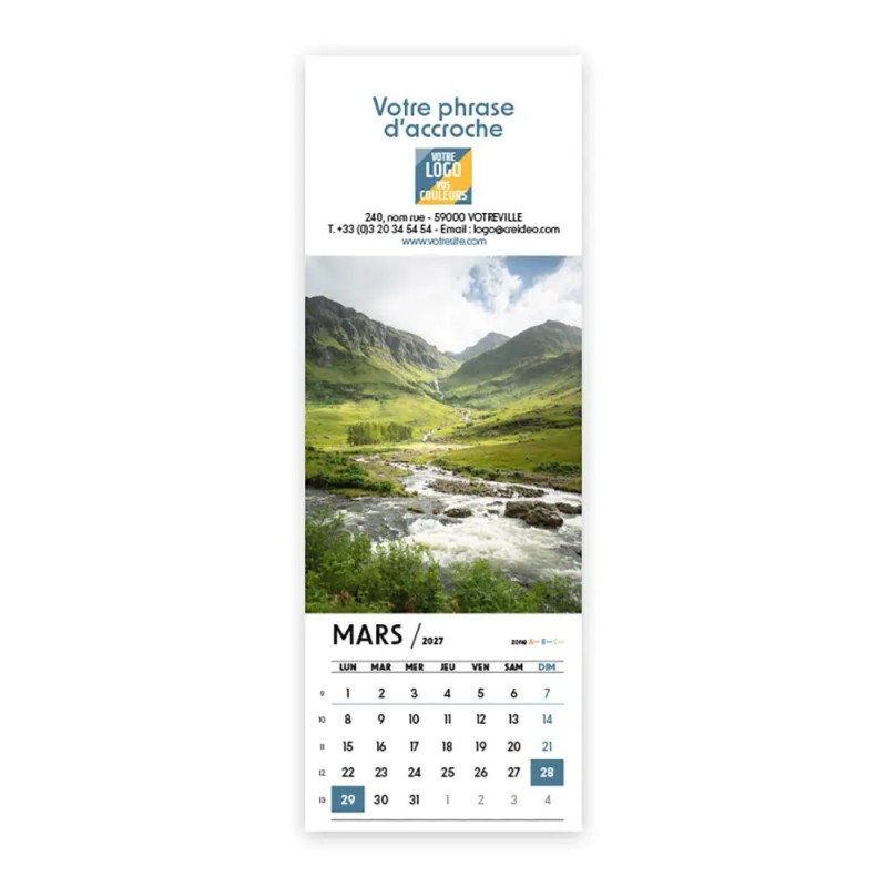Calendrier chevalet vertical (21x7,5 cm) personnalisé - Nature