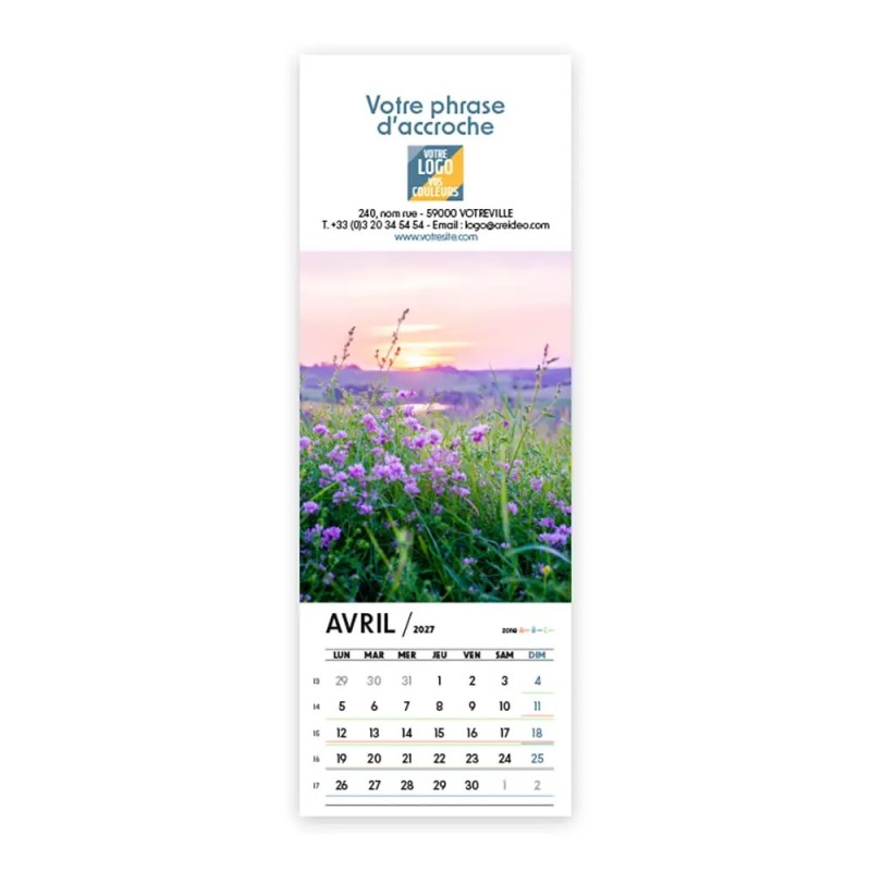 Calendrier chevalet vertical (21x7,5 cm) personnalisé - Nature
