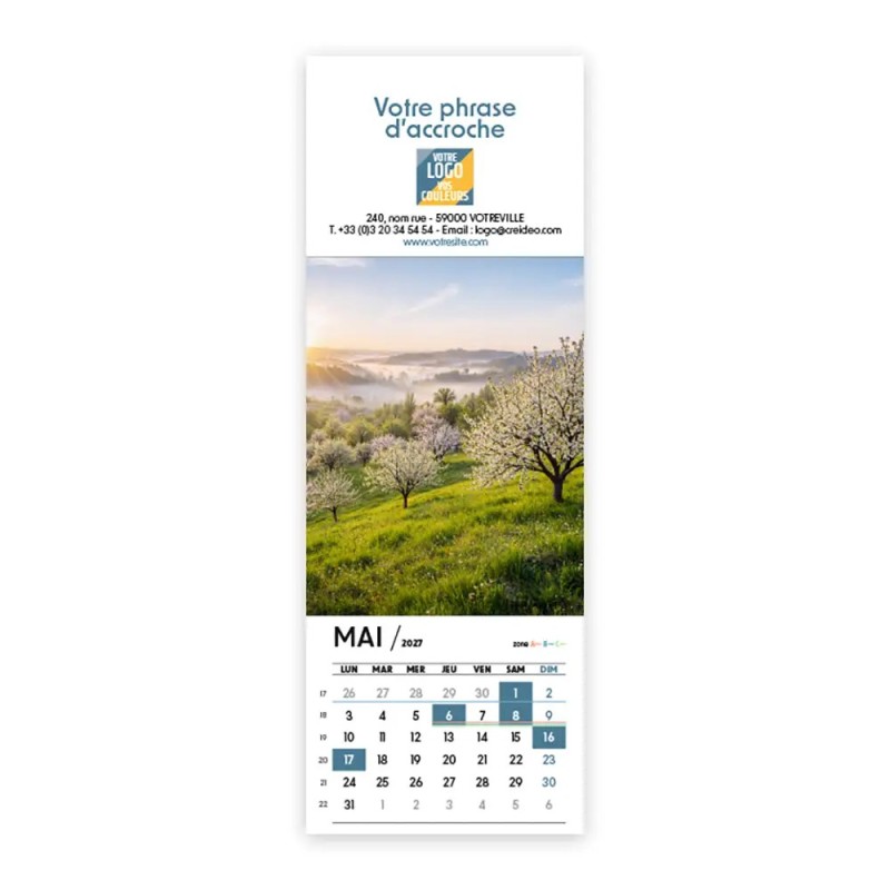 Calendrier chevalet vertical (21x7,5 cm) personnalisé - Nature