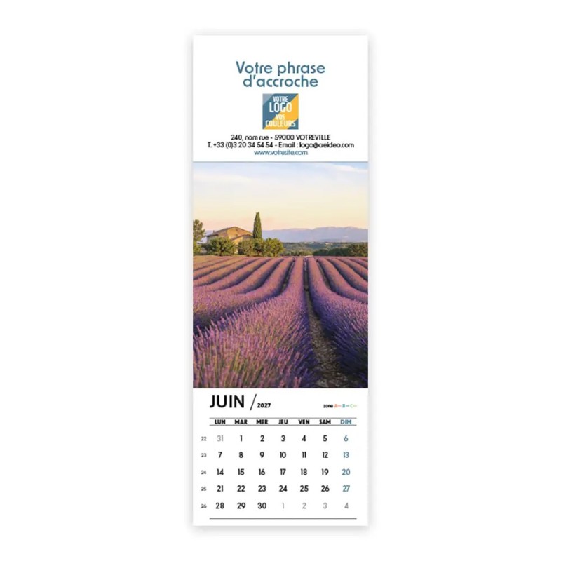 Calendrier chevalet vertical (21x7,5 cm) personnalisé - Nature