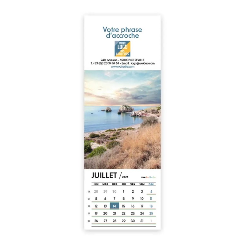 Calendrier chevalet vertical (21x7,5 cm) personnalisé - Nature