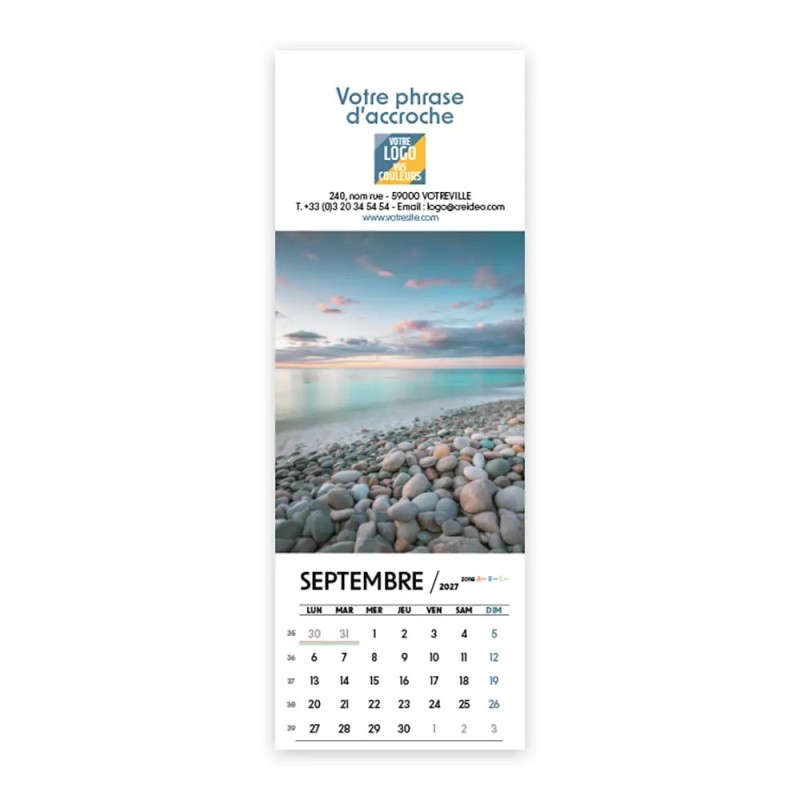 Calendrier chevalet vertical (21x7,5 cm) personnalisé - Nature