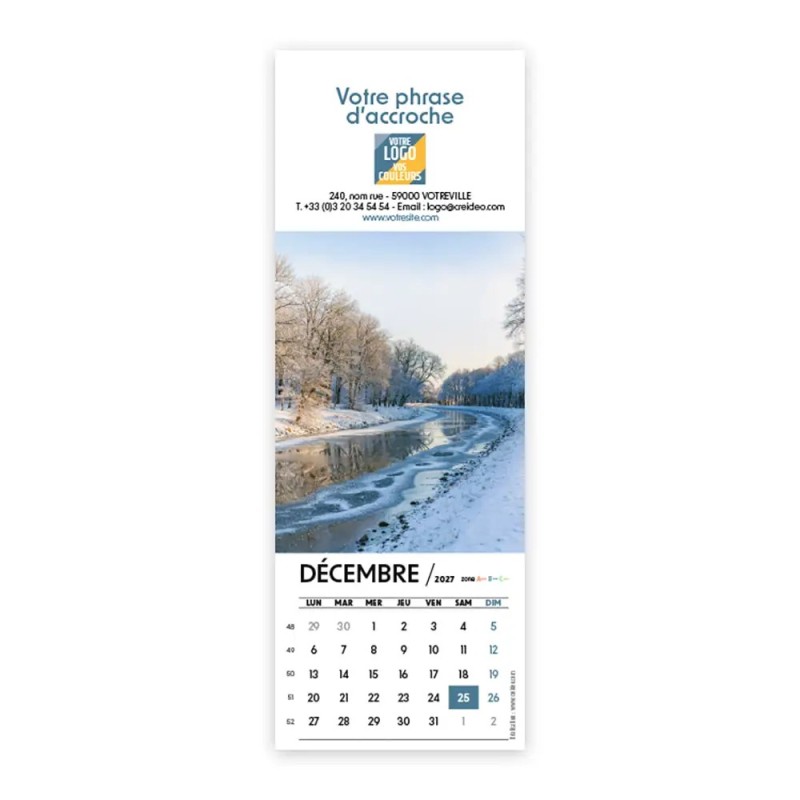 Calendrier chevalet vertical (21x7,5 cm) personnalisé - Nature