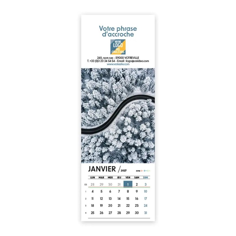 Calendrier chevalet vertical (21x7,5 cm) personnalisé - Vue du ciel