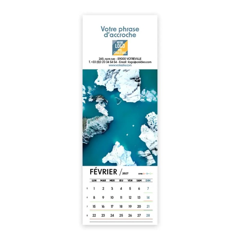 Calendrier chevalet vertical (21x7,5 cm) personnalisé - Vue du ciel