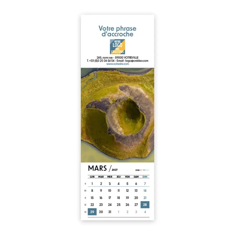 Calendrier chevalet vertical (21x7,5 cm) personnalisé - Vue du ciel