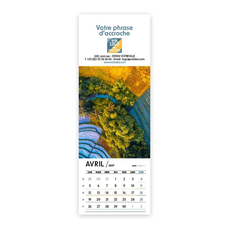 Calendrier chevalet vertical (21x7,5 cm) personnalisé - Vue du ciel