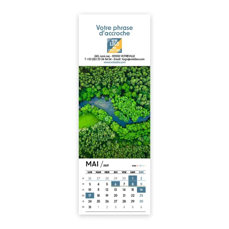 Calendrier chevalet vertical (21x7,5 cm) personnalisé - Vue du ciel