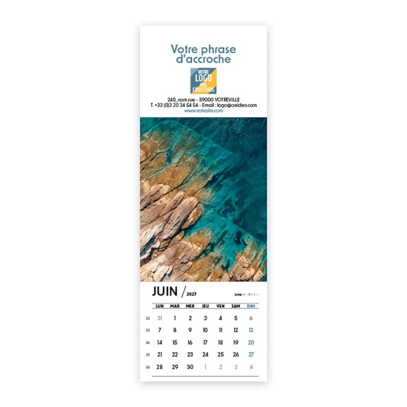 Calendrier chevalet vertical (21x7,5 cm) personnalisé - Vue du ciel