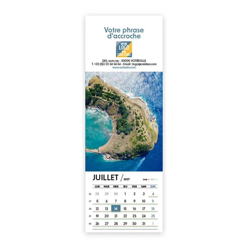 Calendrier chevalet vertical (21x7,5 cm) personnalisé - Vue du ciel