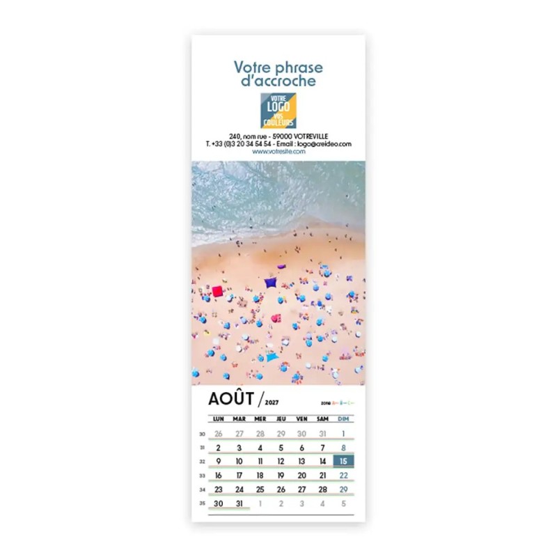 Calendrier chevalet vertical (21x7,5 cm) personnalisé - Vue du ciel
