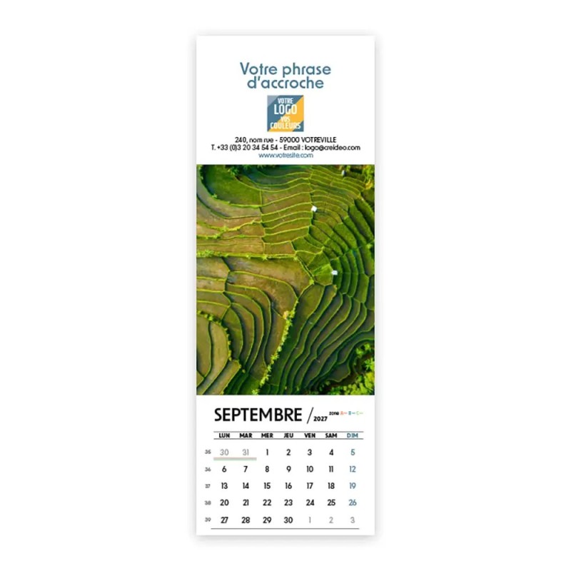 Calendrier chevalet vertical (21x7,5 cm) personnalisé - Vue du ciel