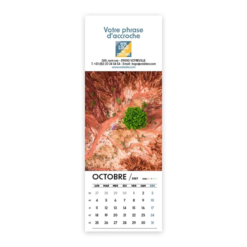 Calendrier chevalet vertical (21x7,5 cm) personnalisé - Vue du ciel