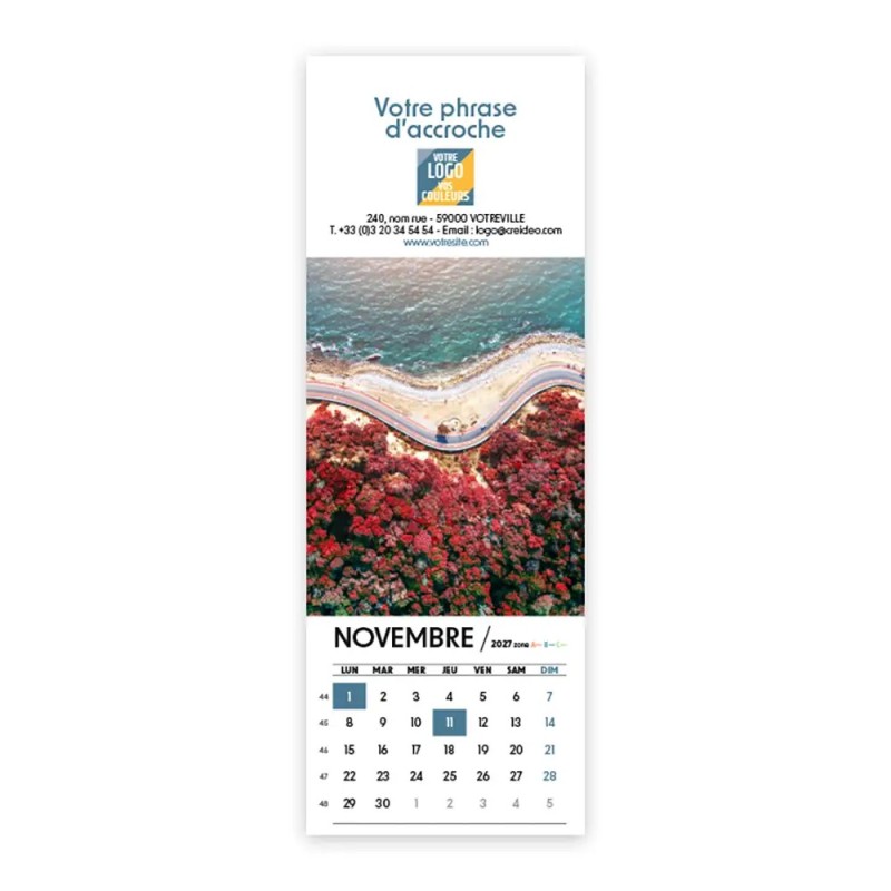 Calendrier chevalet vertical (21x7,5 cm) personnalisé - Vue du ciel