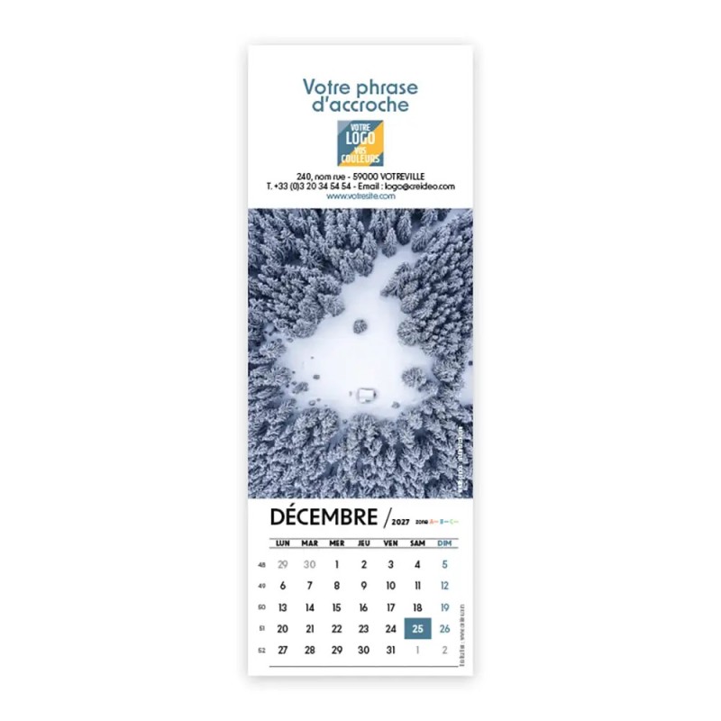 Calendrier chevalet vertical (21x7,5 cm) personnalisé - Vue du ciel