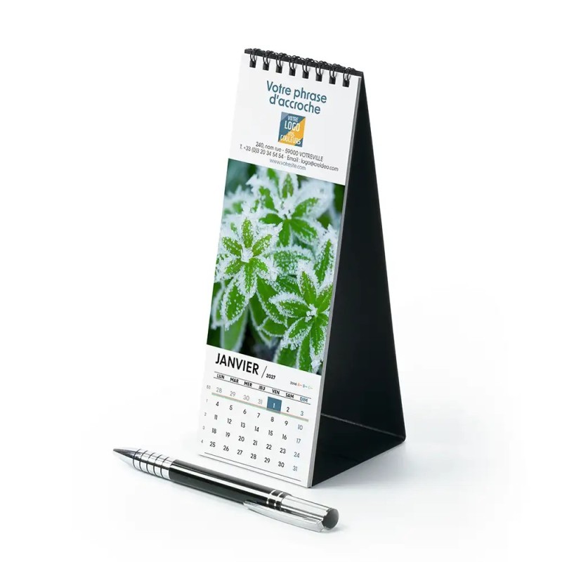 Calendrier chevalet vertical (21x7,5 cm) personnalisé - Zoom Nature