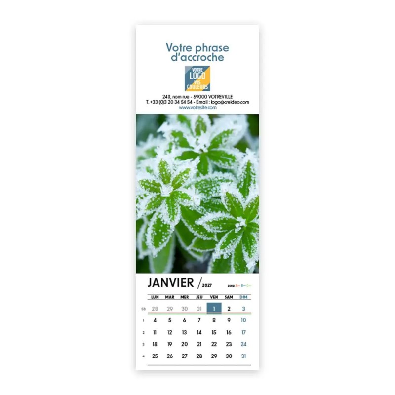 Calendrier chevalet vertical (21x7,5 cm) personnalisé - Zoom Nature