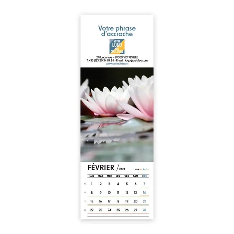 Calendrier chevalet vertical (21x7,5 cm) personnalisé - Zoom Nature