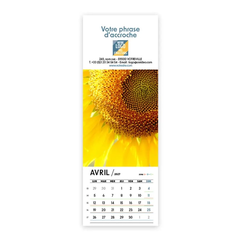 Calendrier chevalet vertical (21x7,5 cm) personnalisé - Zoom Nature