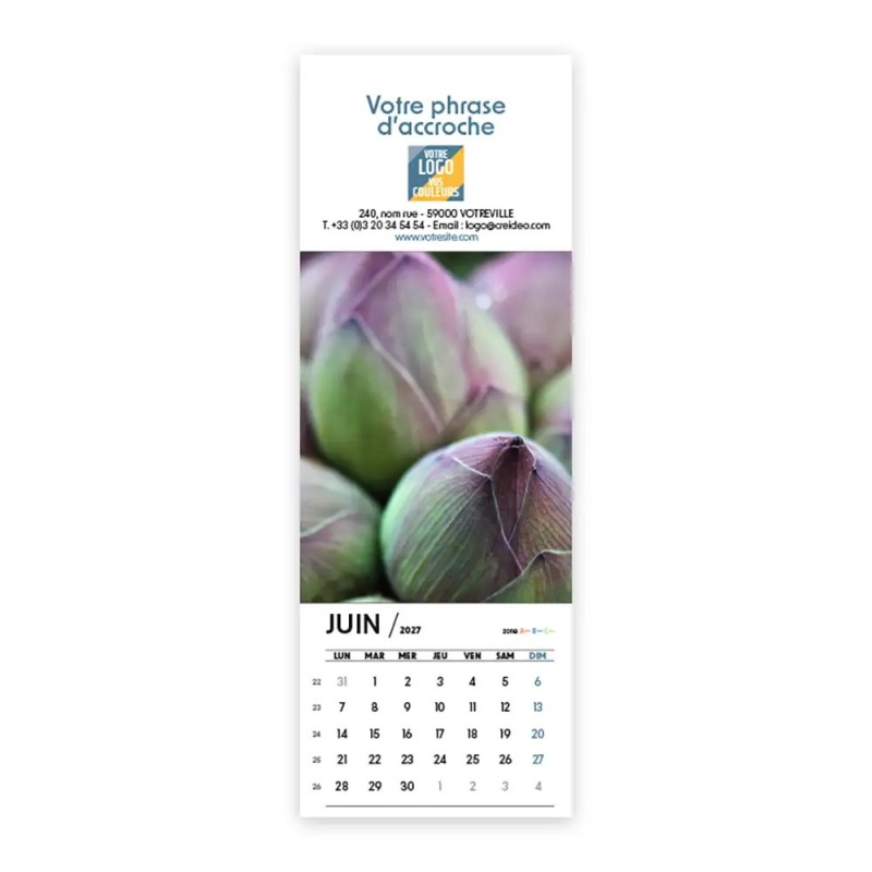 Calendrier chevalet vertical (21x7,5 cm) personnalisé - Zoom Nature