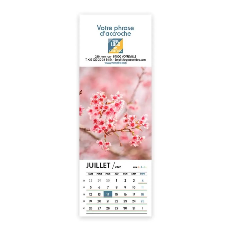 Calendrier chevalet vertical (21x7,5 cm) personnalisé - Zoom Nature