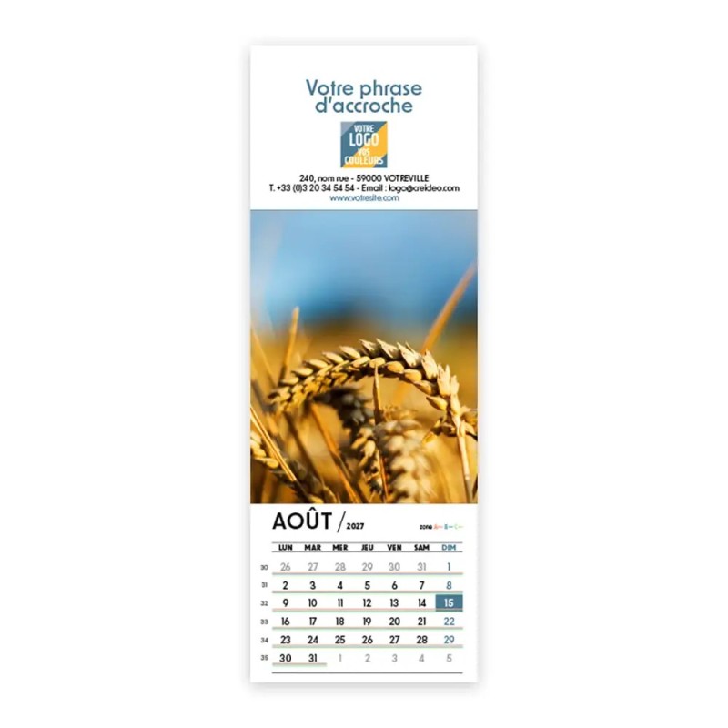 Calendrier chevalet vertical (21x7,5 cm) personnalisé - Zoom Nature