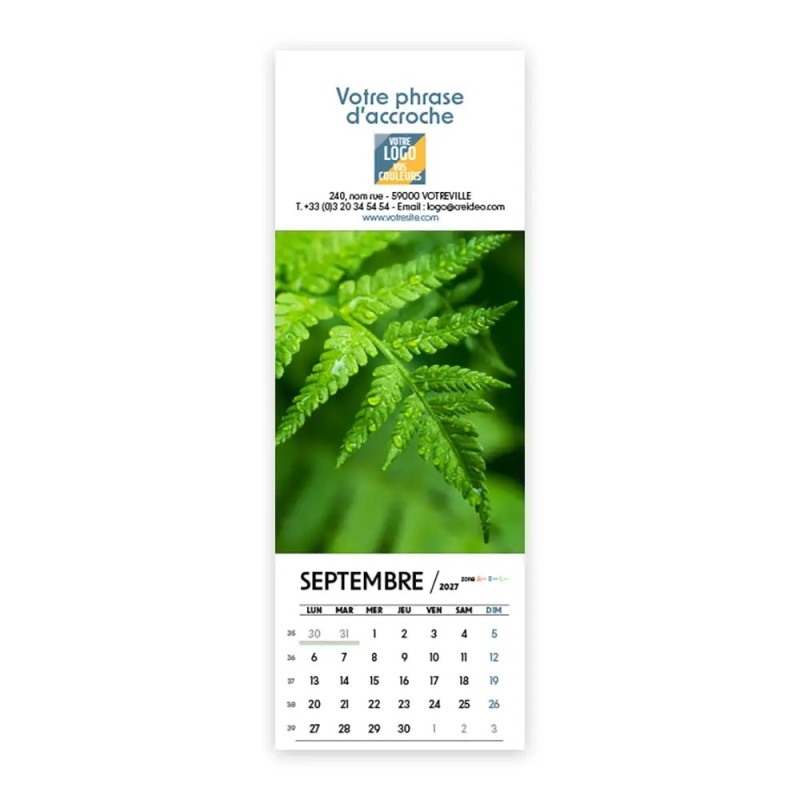 Calendrier chevalet vertical (21x7,5 cm) personnalisé - Zoom Nature