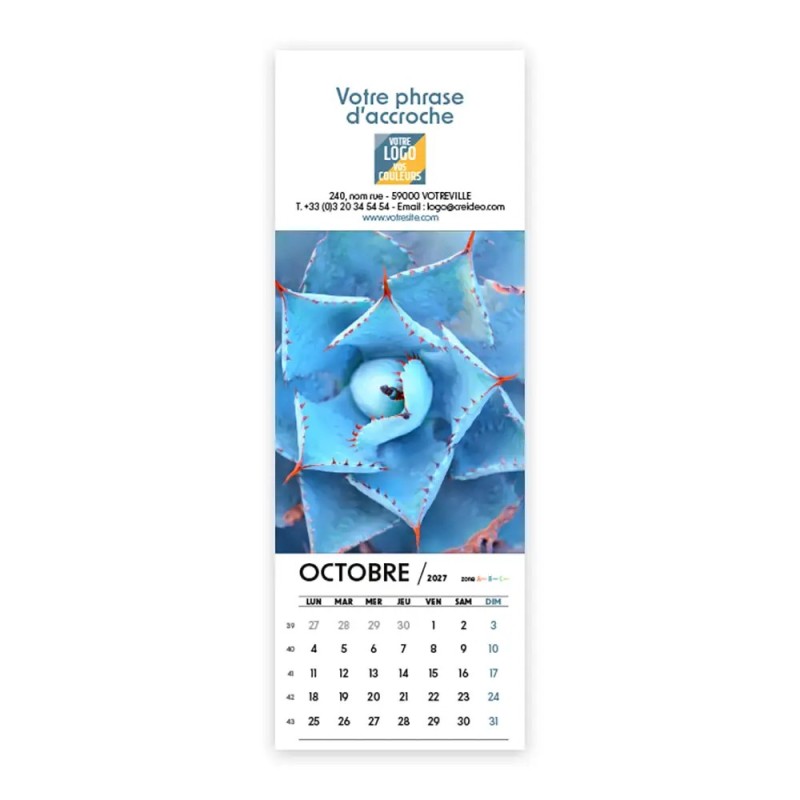 Calendrier chevalet vertical (21x7,5 cm) personnalisé - Zoom Nature