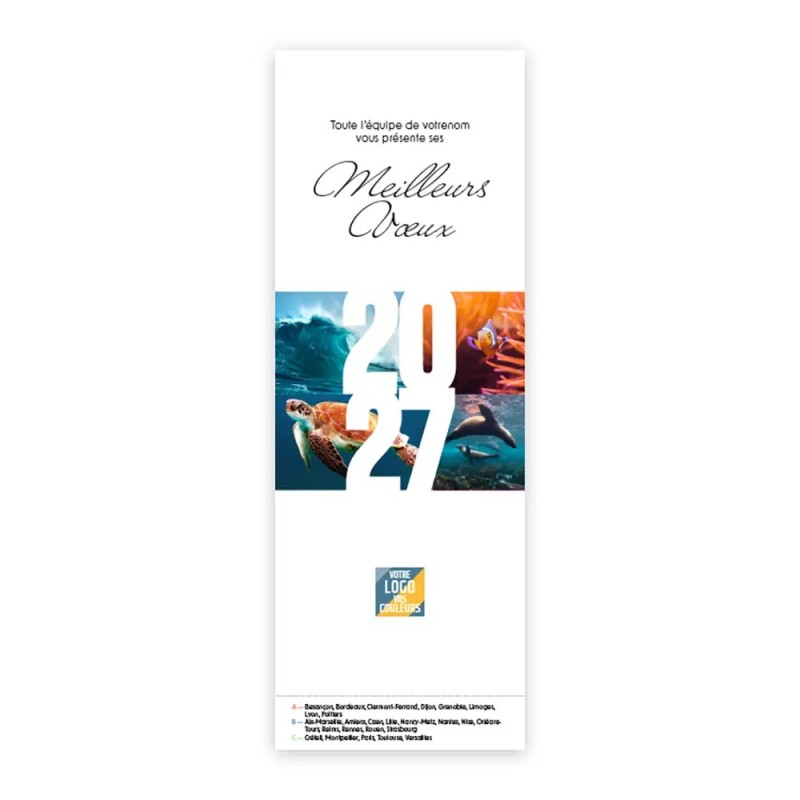 Calendrier chevalet vertical (21x7,5 cm) personnalisé - Océan