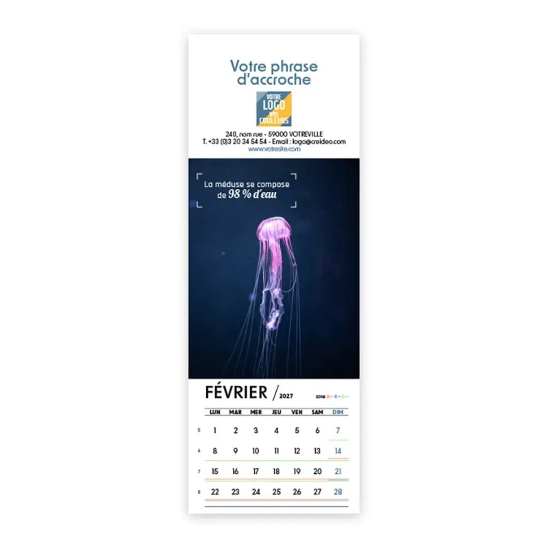 Calendrier chevalet vertical (21x7,5 cm) personnalisé - Océan