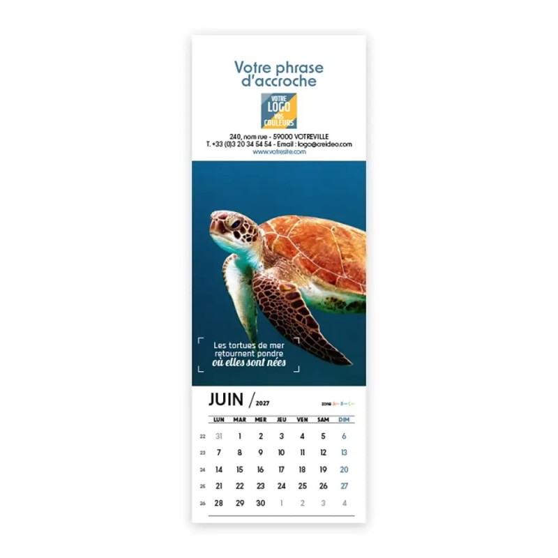 Calendrier chevalet vertical (21x7,5 cm) personnalisé - Océan