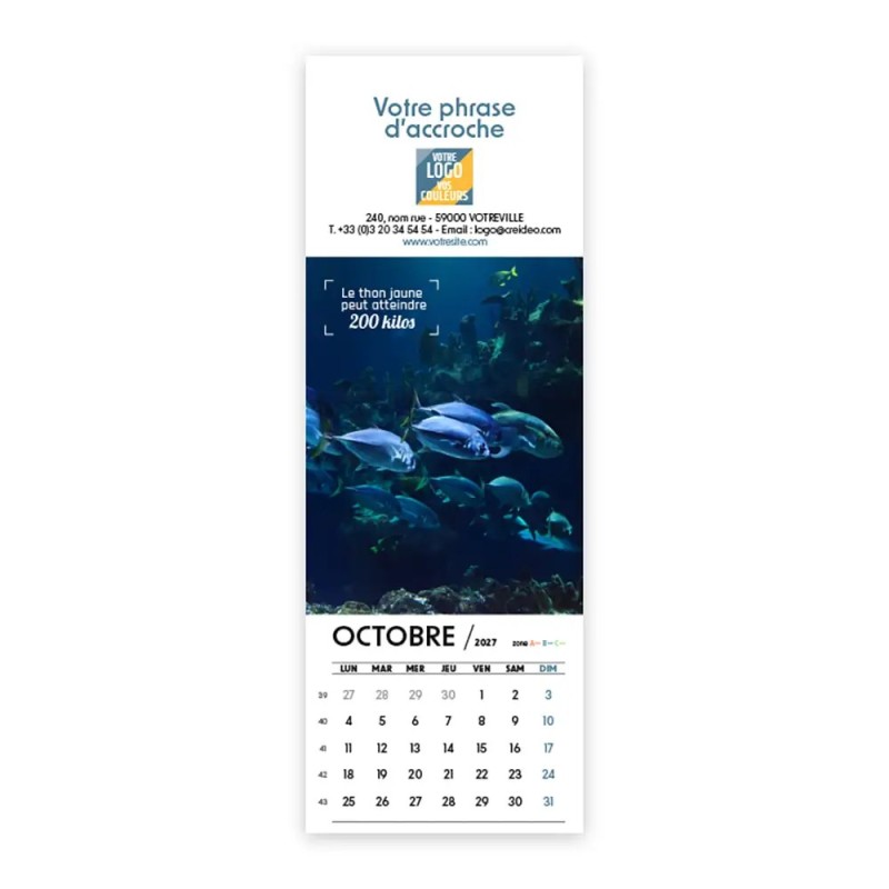Calendrier chevalet vertical (21x7,5 cm) personnalisé - Océan