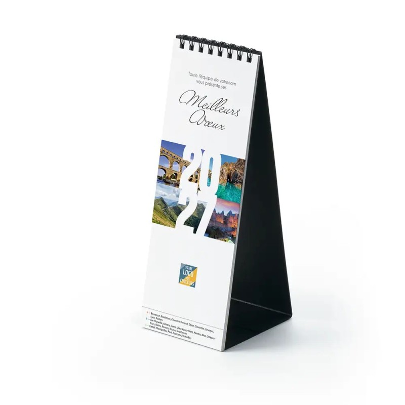 Calendrier chevalet vertical (21x7,5 cm) personnalisé - Patrimoine France