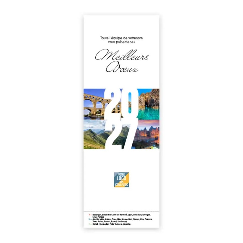 Calendrier chevalet vertical (21x7,5 cm) personnalisé - Patrimoine France