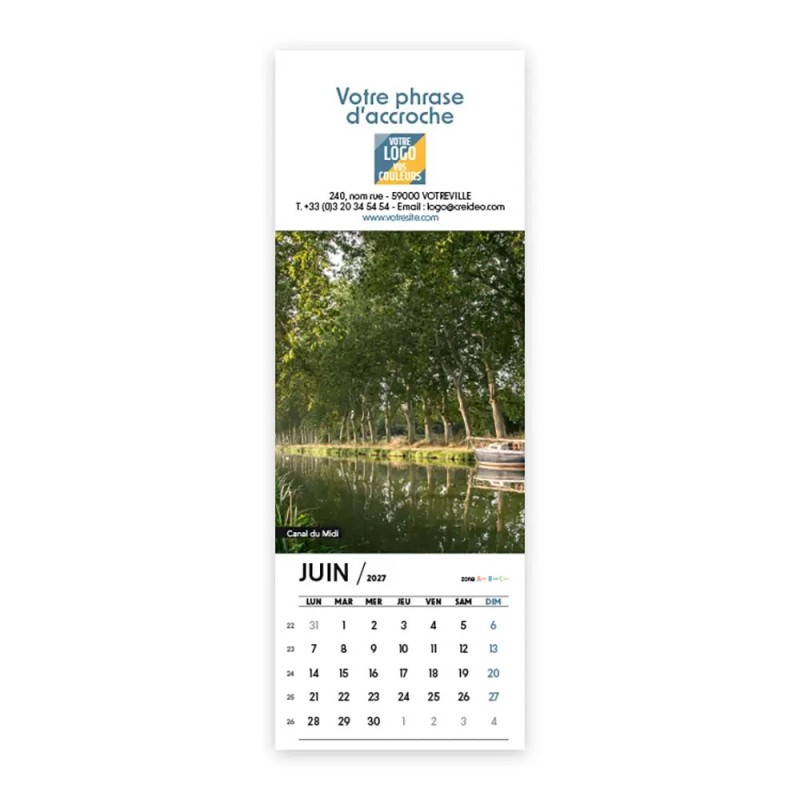 Calendrier chevalet vertical (21x7,5 cm) personnalisé - Patrimoine France